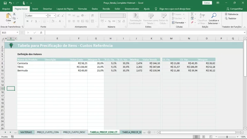 planilha calcular preco venda produto 4