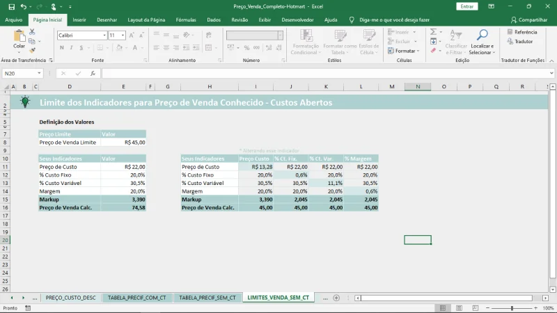 planilha calcular preco venda produto 5