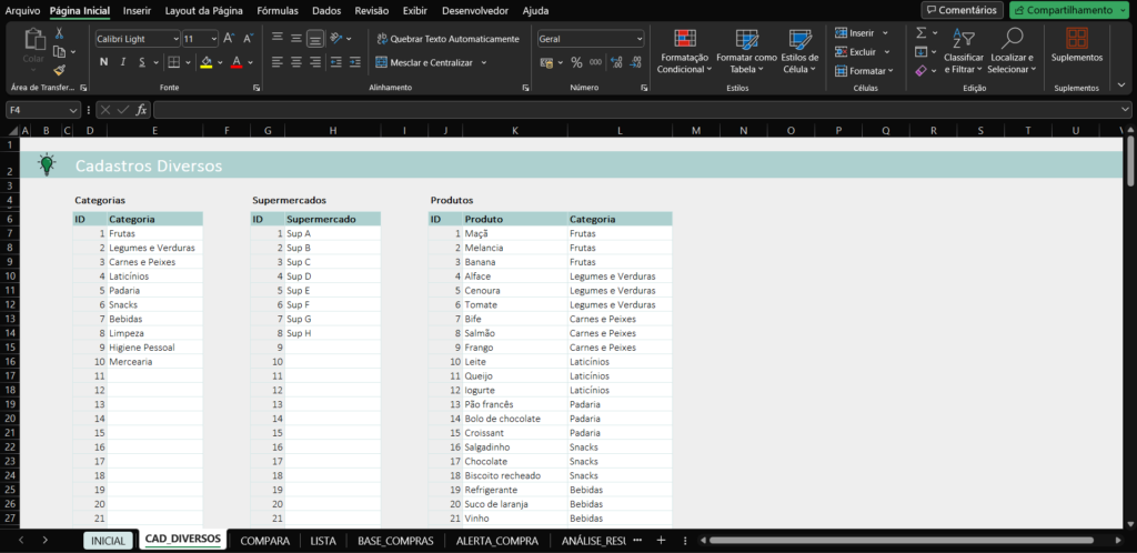 planilha compras supermercado