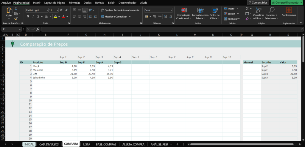 planilha compras supermercado